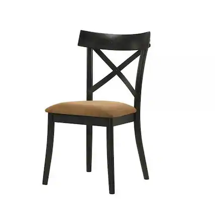 Front. Manhattan Lane - Hilly 21 Inch Dining Chair, Set of 2, Crossbuck Backrest - Brown, Black.