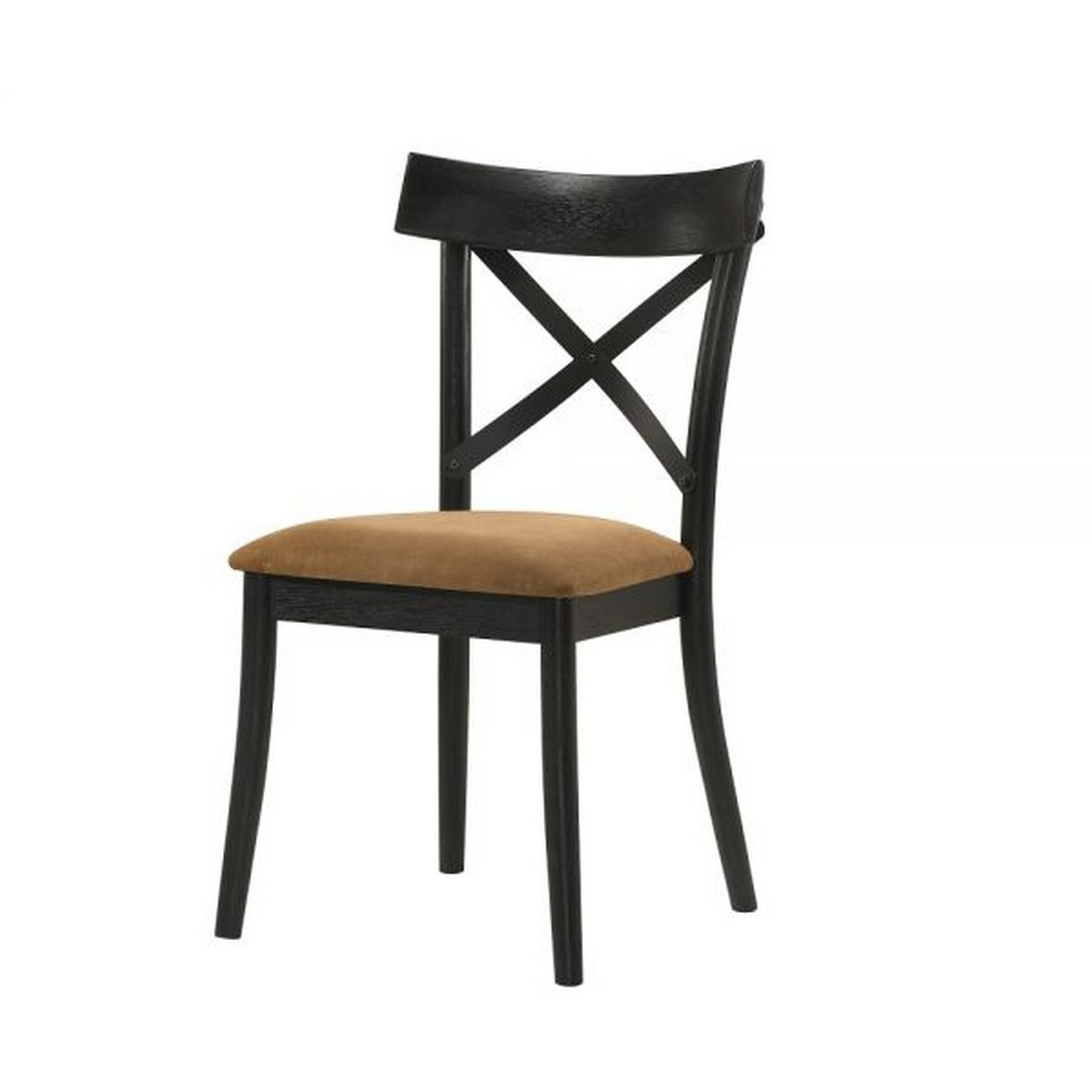 Front. Manhattan Lane - Hilly 21 Inch Dining Chair, Set of 2, Crossbuck Backrest - Brown, Black.