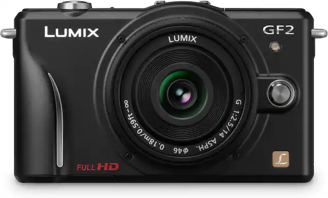 LUMIX GF2
LUMIX
0.18m/0.59ft - ∞
1:2.5/14
46 ASPH.
FULL HD
L