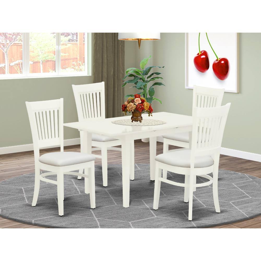 Back. East West Furniture - Dining Table- Dining Chairs - Brown.
