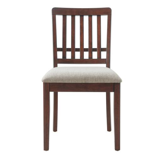 Alt View 2. LUCKY ONE - Assembled Scandinavian Dining Chair Set of 2 Curved Wood Back with Gray Fabric Seat - Brown.