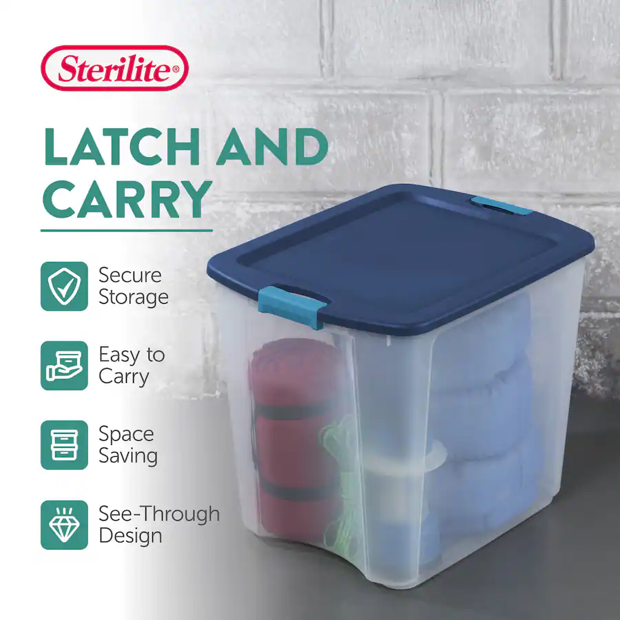 Sterilite 26 Gallon Latch & Carry Plastic Storage Tote Container Box ...