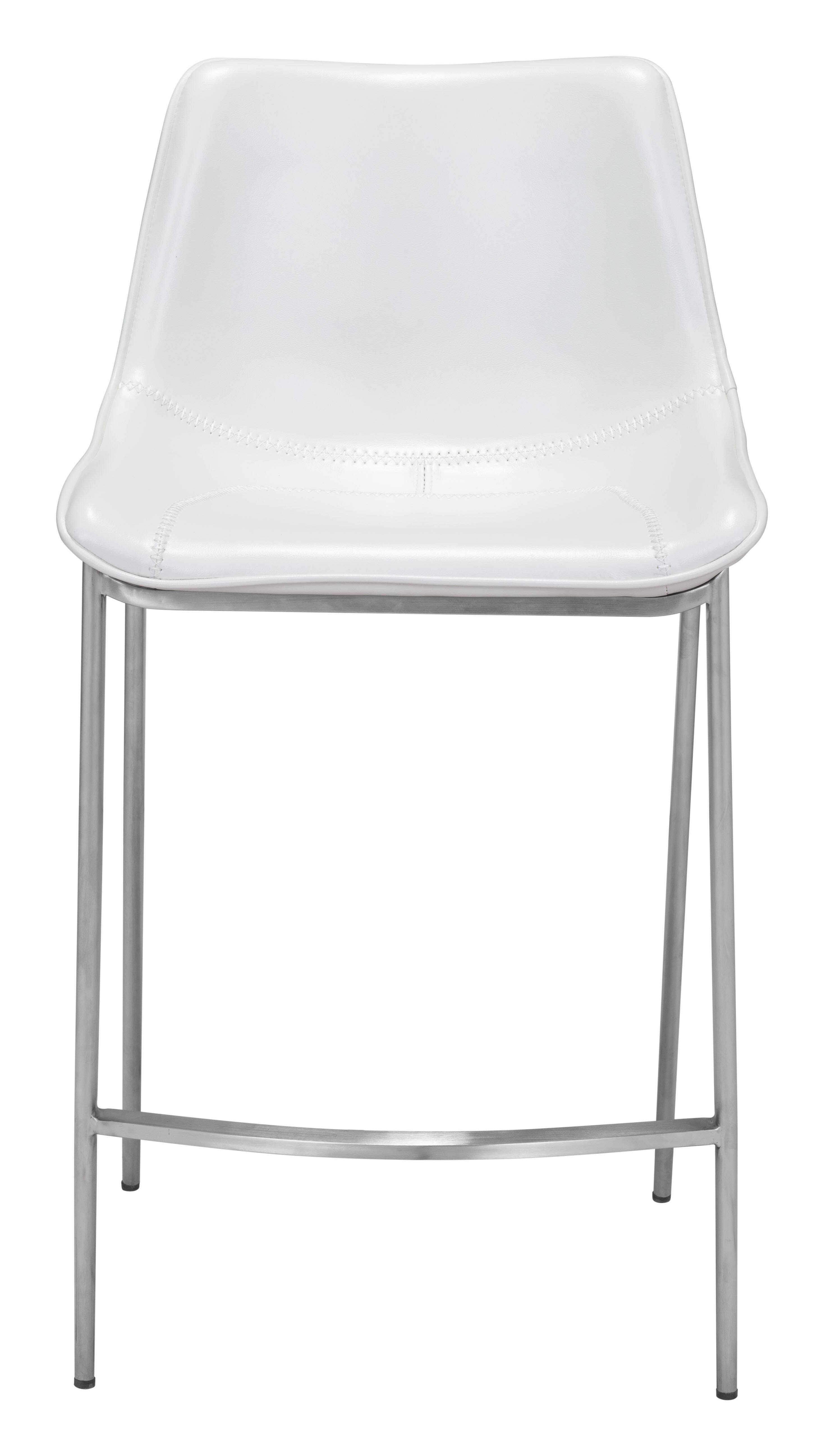 Alt View 1. Hivvago - Magnus Counter Stool (Set of 2) White & Silver - White & Silver.