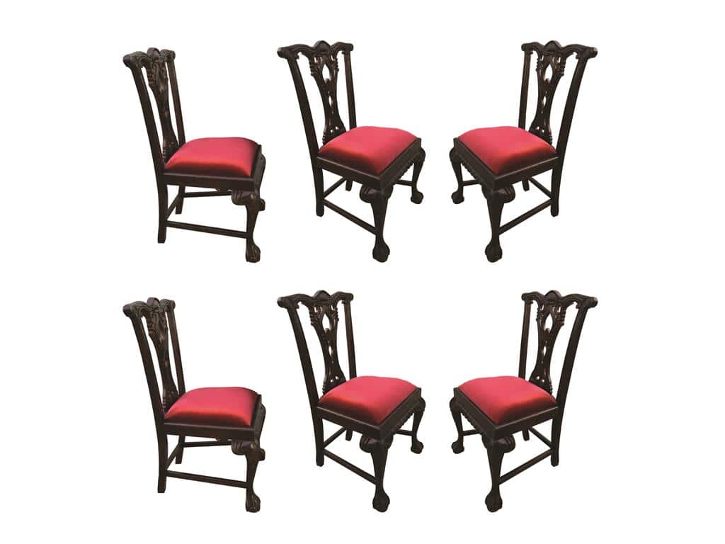Dart - Chippendale side chair dining Set of 6 - Brown/Natural