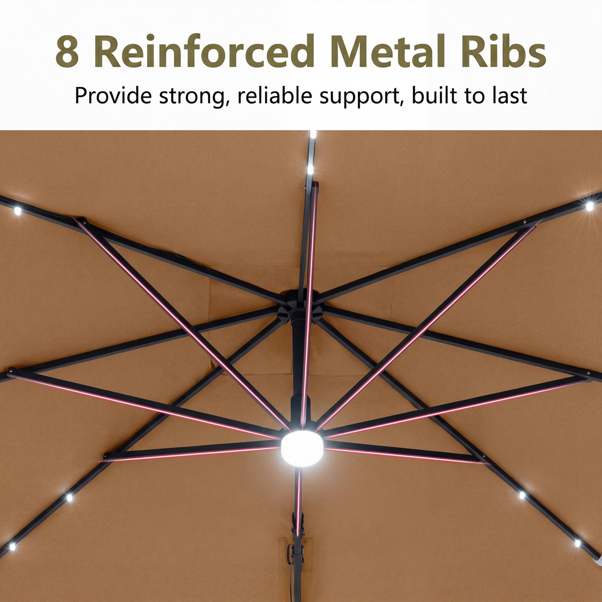 8 Reinforced Metal Ribs  
Provide strong, reliable support, built to last
