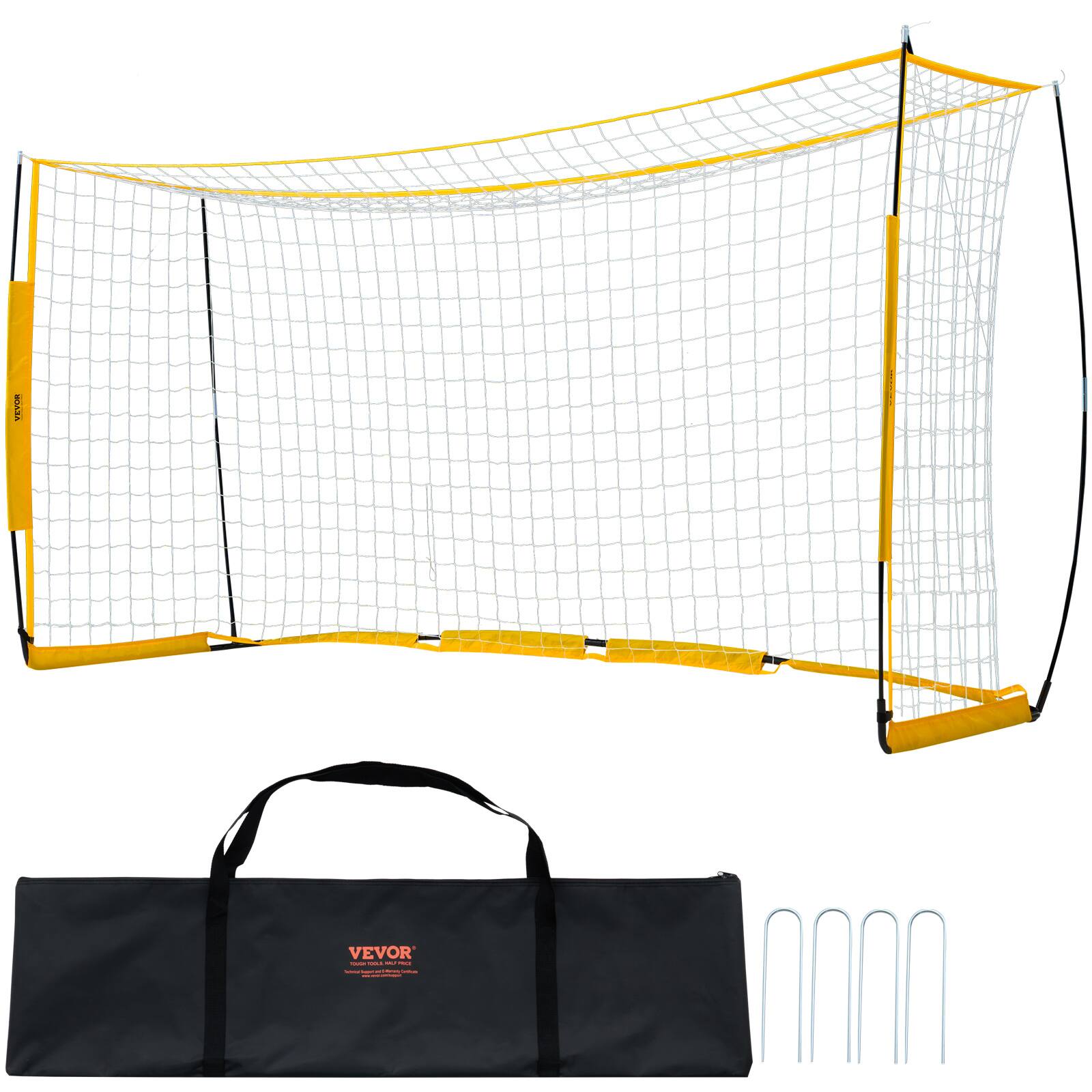 VEVOR - Portable Soccer Goal, 12x6 ft Adults Kids Backyard Soccer Net, Large, Steel Fiberglass Structure Training Goal Set - Yellow and black