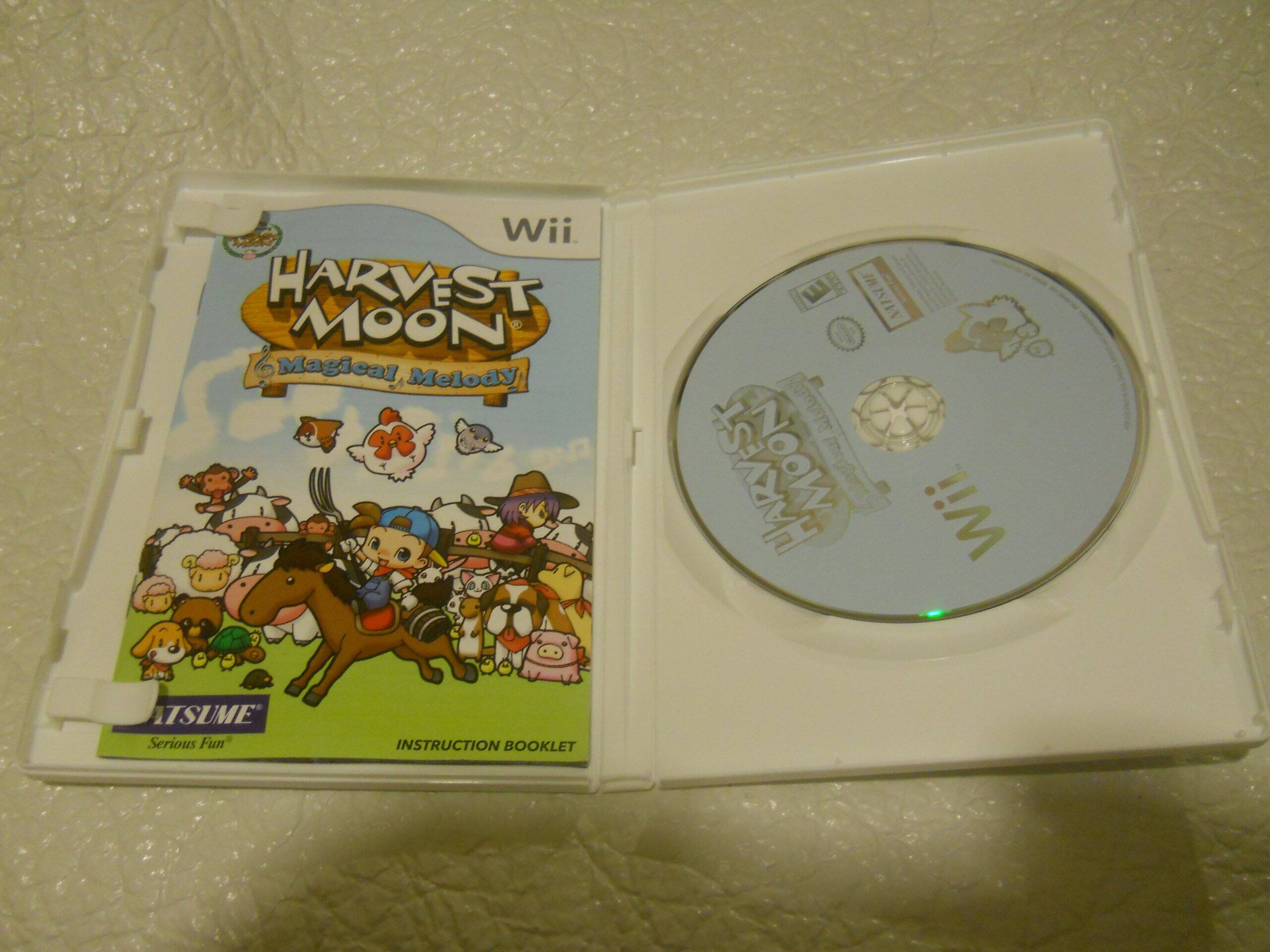 Wii  
Harvest Moon Magical Melody  
Atsume  
Instruction Booklet  
Serious Fun