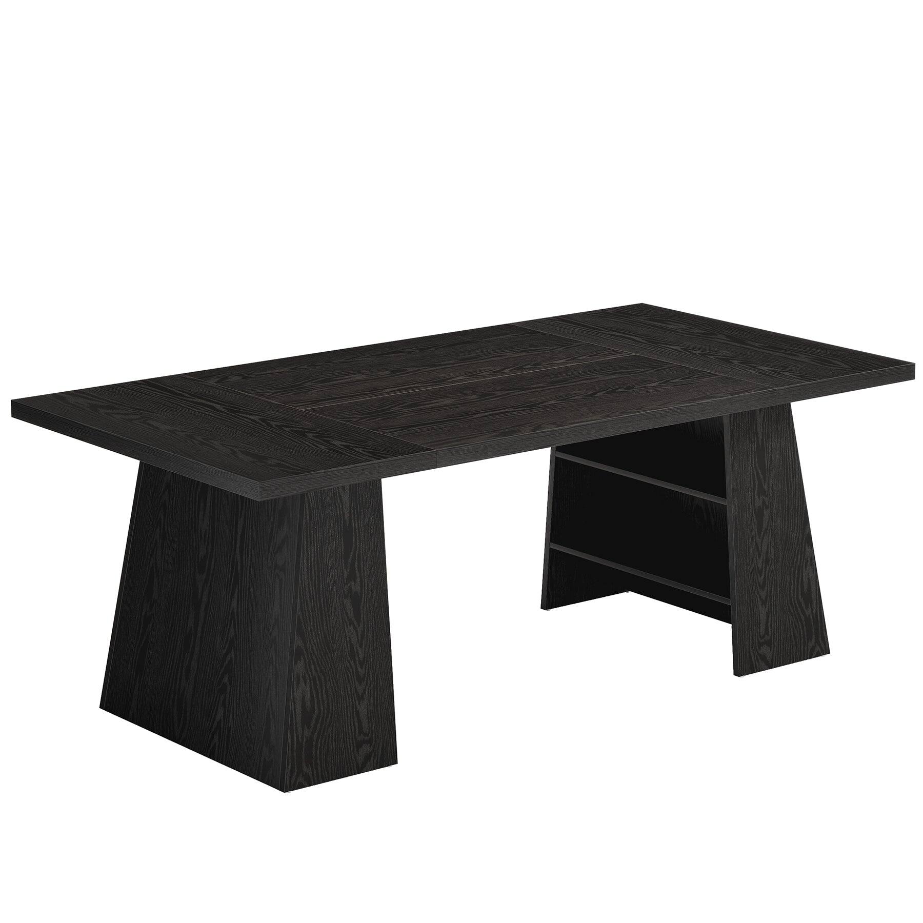 Alt View 3. Tribesigns - Office Executive Desk with Engineered Wood Construction, Storage Shelves, for Computer Work and Writing in Home Offices - Black.