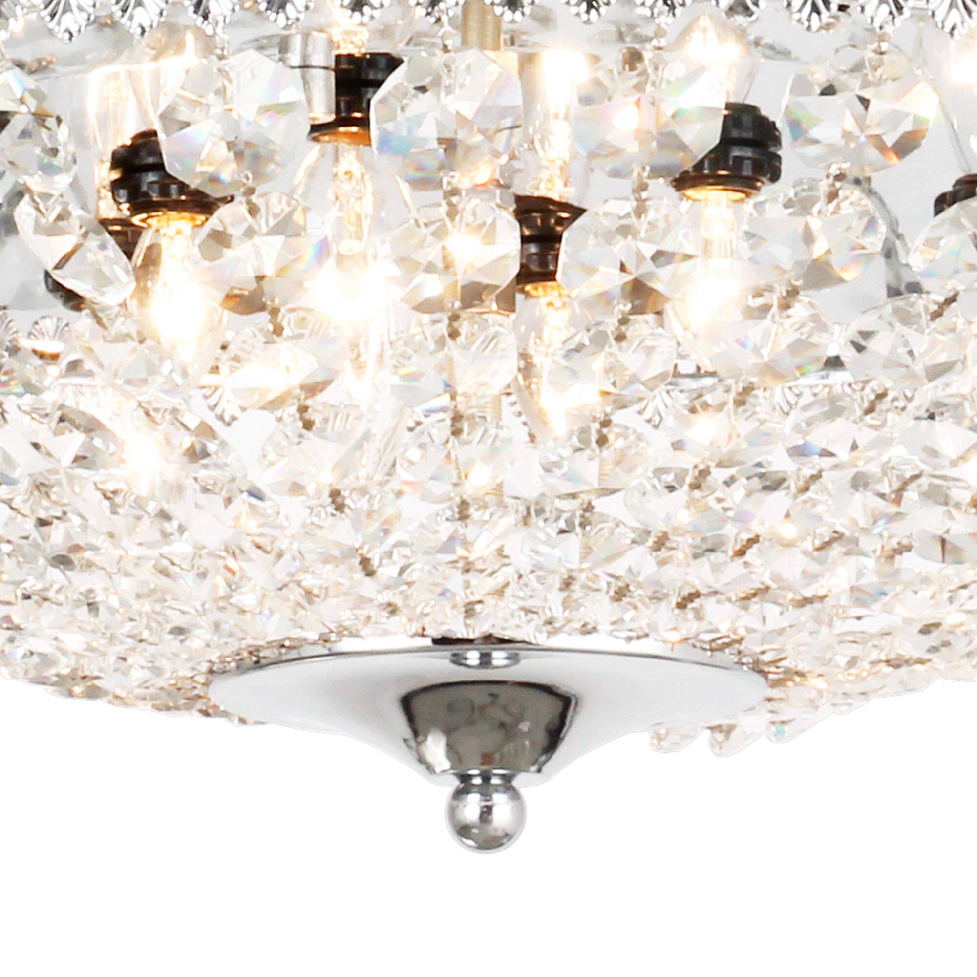 Alt View 7. Parrot Uncle - 42" Modern Chrome 6-light Chandelier Crystal Ceiling Fan with Remote - Chrome.