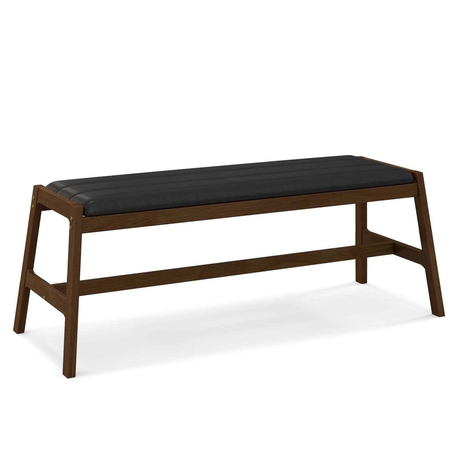 Front. Ecooso - 50-Inch Dining Bench Storage Organizer with Upholstered Seat and Solid Wood Frame - Walnut.