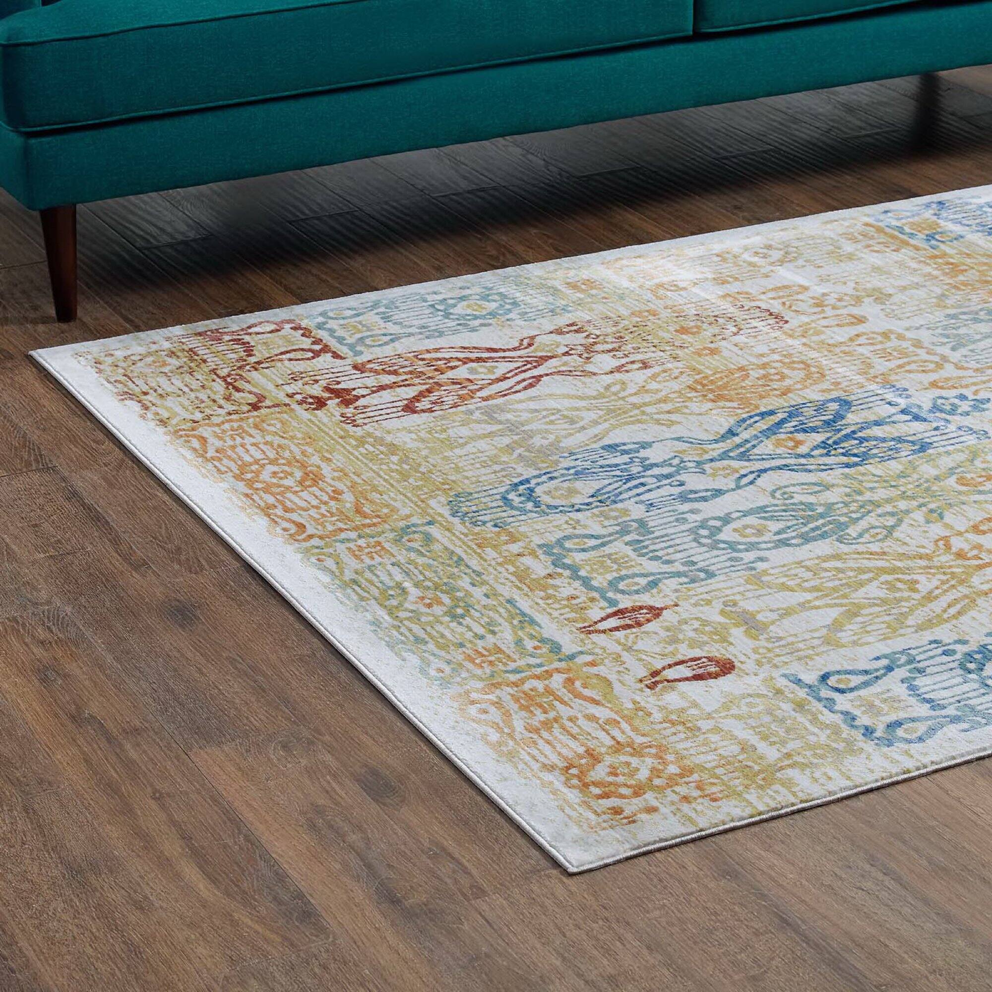 Back. Modway - Solimar Distressed Southwestern Aztec Area Rug - Multicolored.