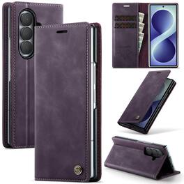 Dteck - Shockproof Wallet Phone Case for Samsung Galaxy Z Fold8 Ultra, RFID PU Leather TPU Flip Kickstand Cover with Card Slots - Purple