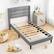 Alt View 2. Costway - Twin Bed Frame with Wingback Headboard Linen Upholstered Platform Bed - Grey.