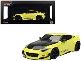 Nissan Z (RZ34) "Pandem" Ikazuchi Hood 1/18 Model Car by Top Speed - Yellow with Matt Black