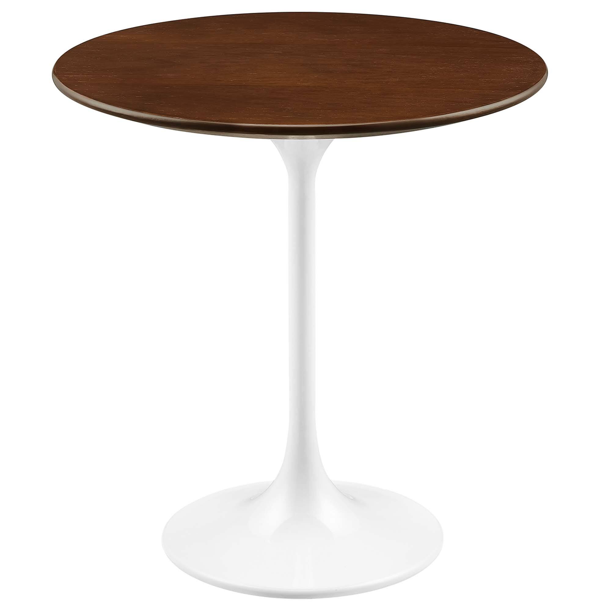 Angle. Modway - Lippa Round Wood Side Table - White Walnut.