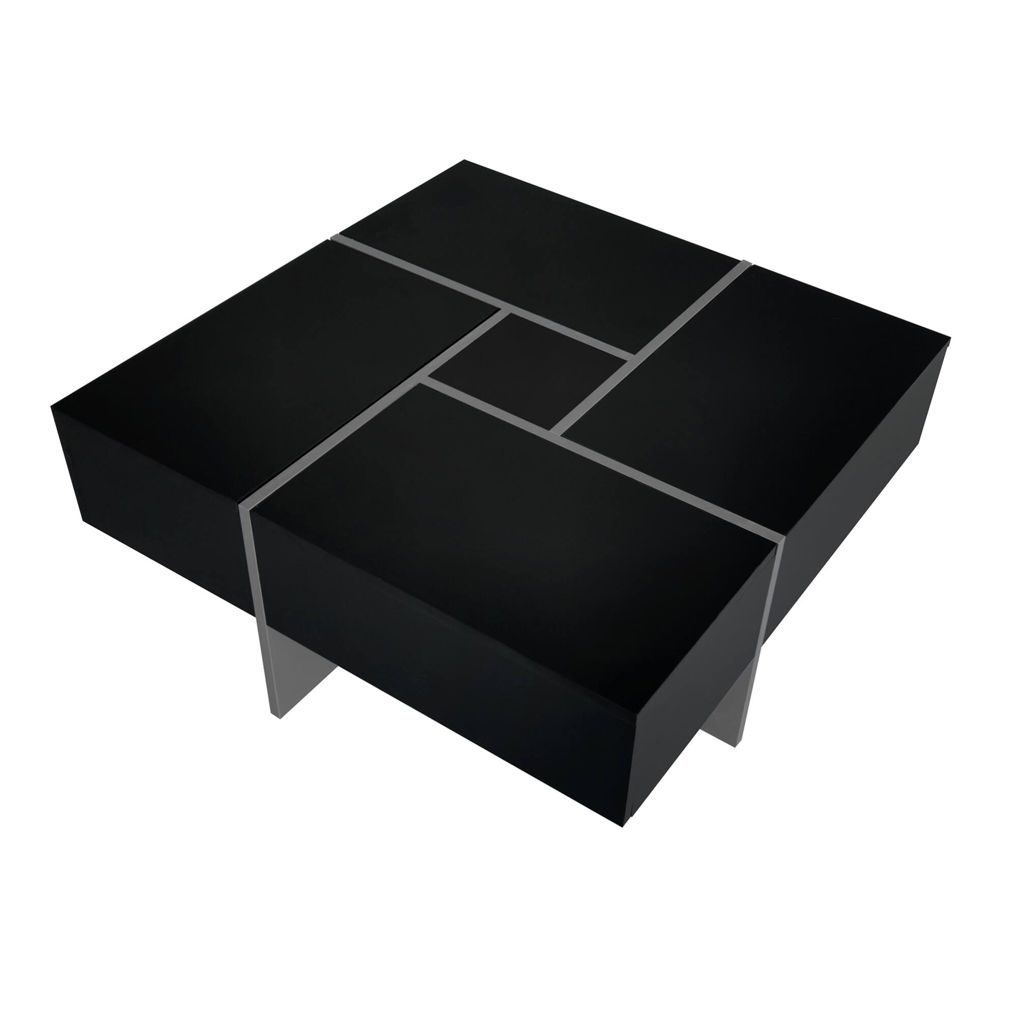 Alt View 7. GOODSILO - Modern Extendable Square Coffee Table with Hidden Storage Compartments and Sliding Tabletop for Living Room - Black.