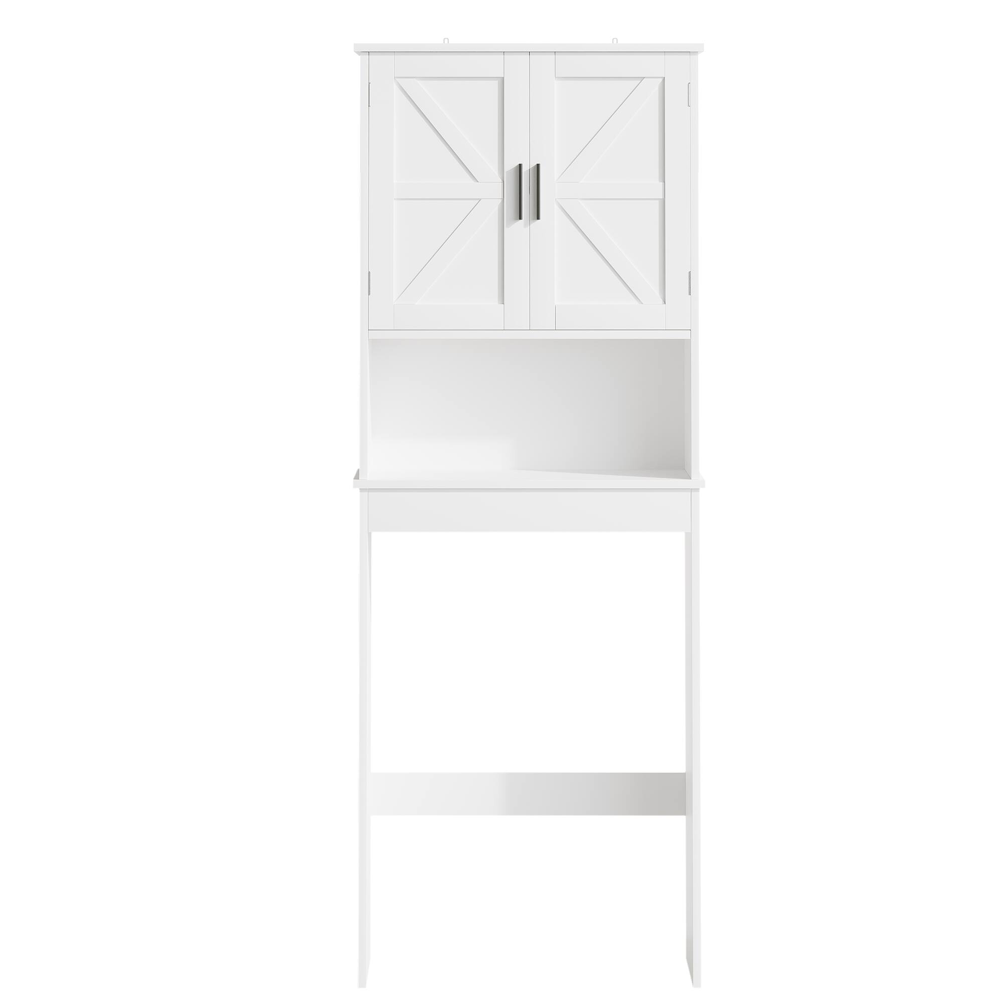 Alt View 4. Z-Edge - Over The Toilet Storage Cabinet with Adjustable Shelf, Bathroom Space Saver Organizer with 2 Doors and Open Shelf - White.
