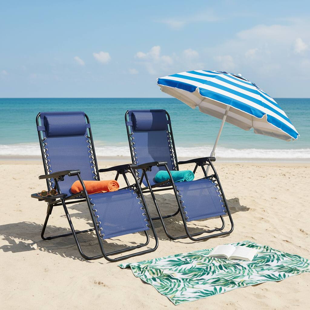 Alt View 4. AOITUN - 2-Pack Blue Zero Gravity Chairs - Outdoor Chaise Loungers for Adults, Folding Reclining Chair - Blue.