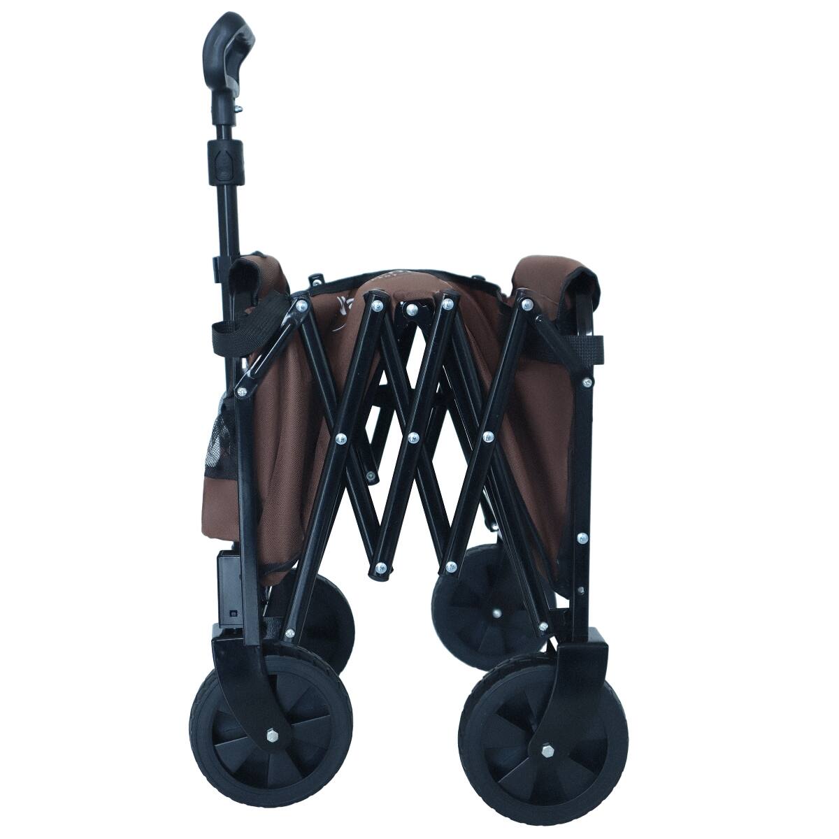 Alt View 9. Loheer - Loheer Expandable Dual Layer Utility Wagon, 225 lb Capacity Folding Cart with Swivel Wheels, Brown.