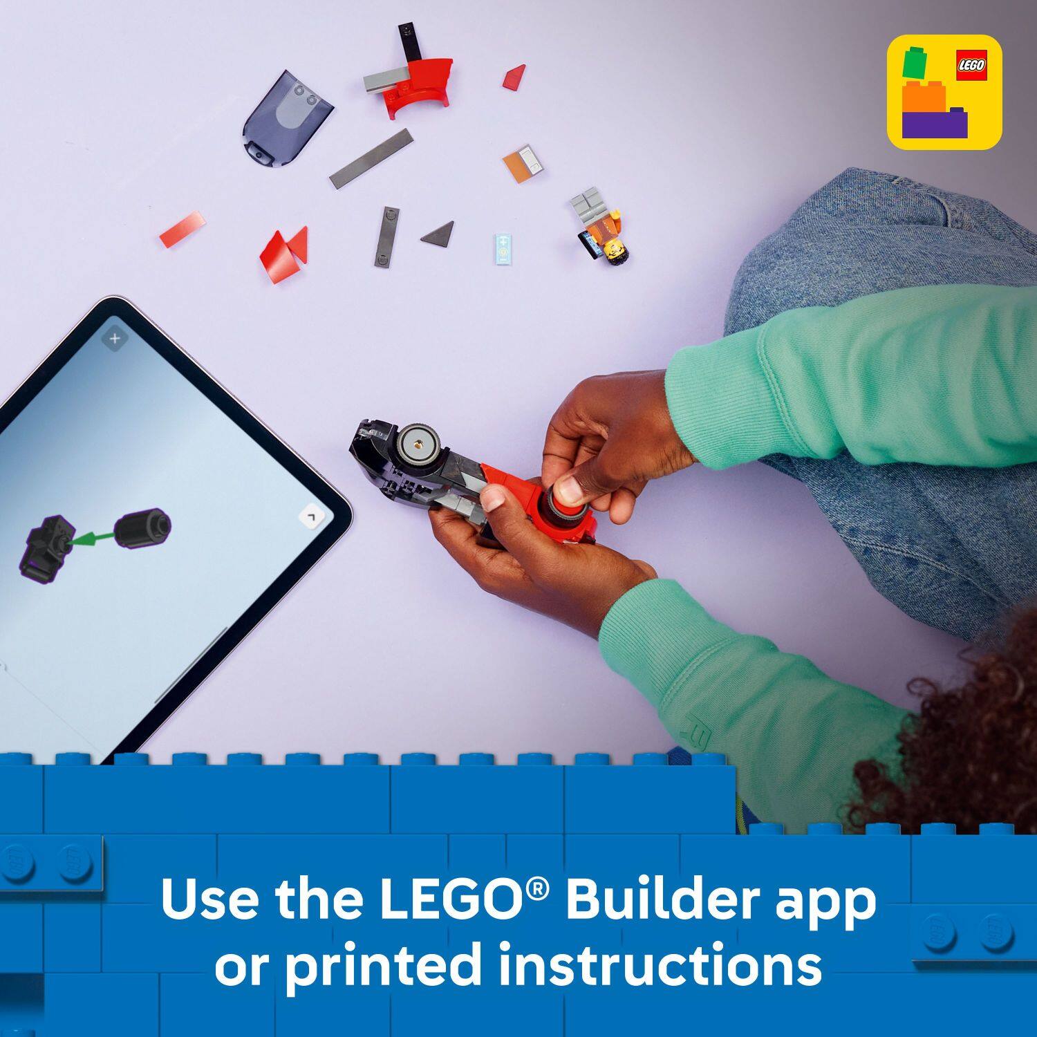 Use the LEGO® Builder app or printed instructions