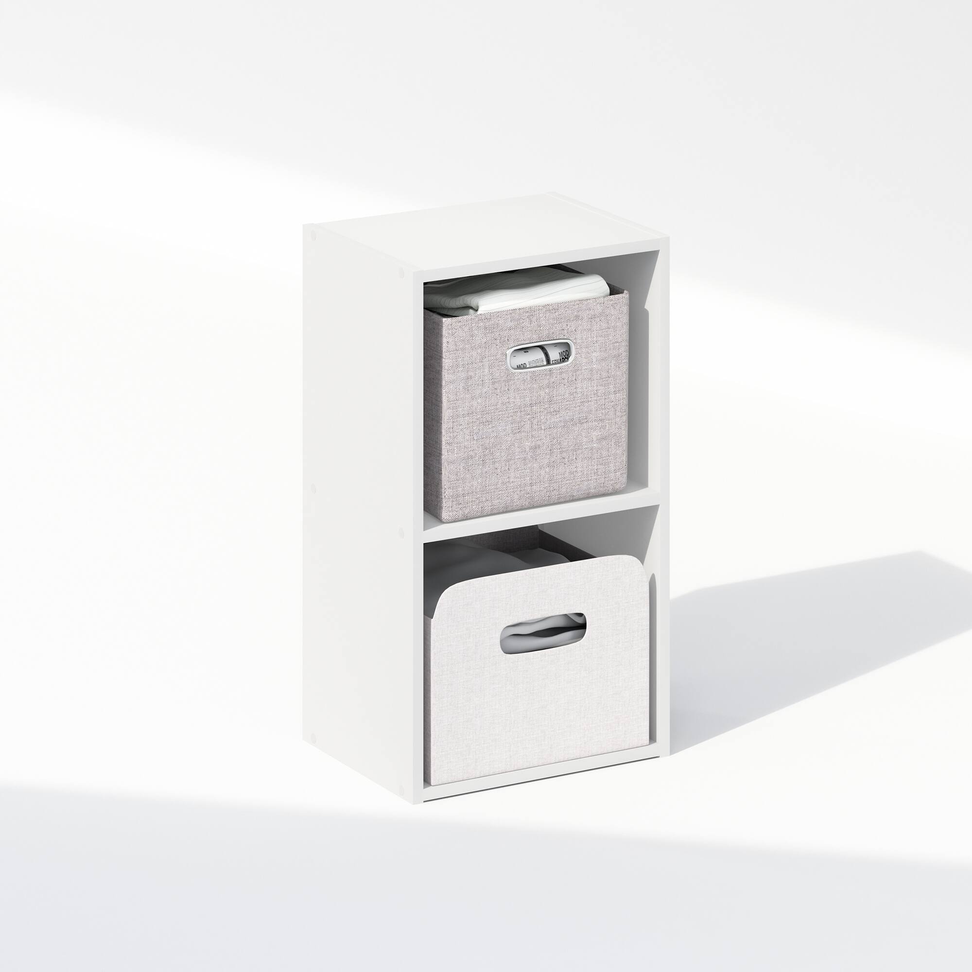 Alt View 3. Furinno - Reed 2-Tier Open Shelf Multipurpose Closet & Clothing Storage, Storage Organizer - White.