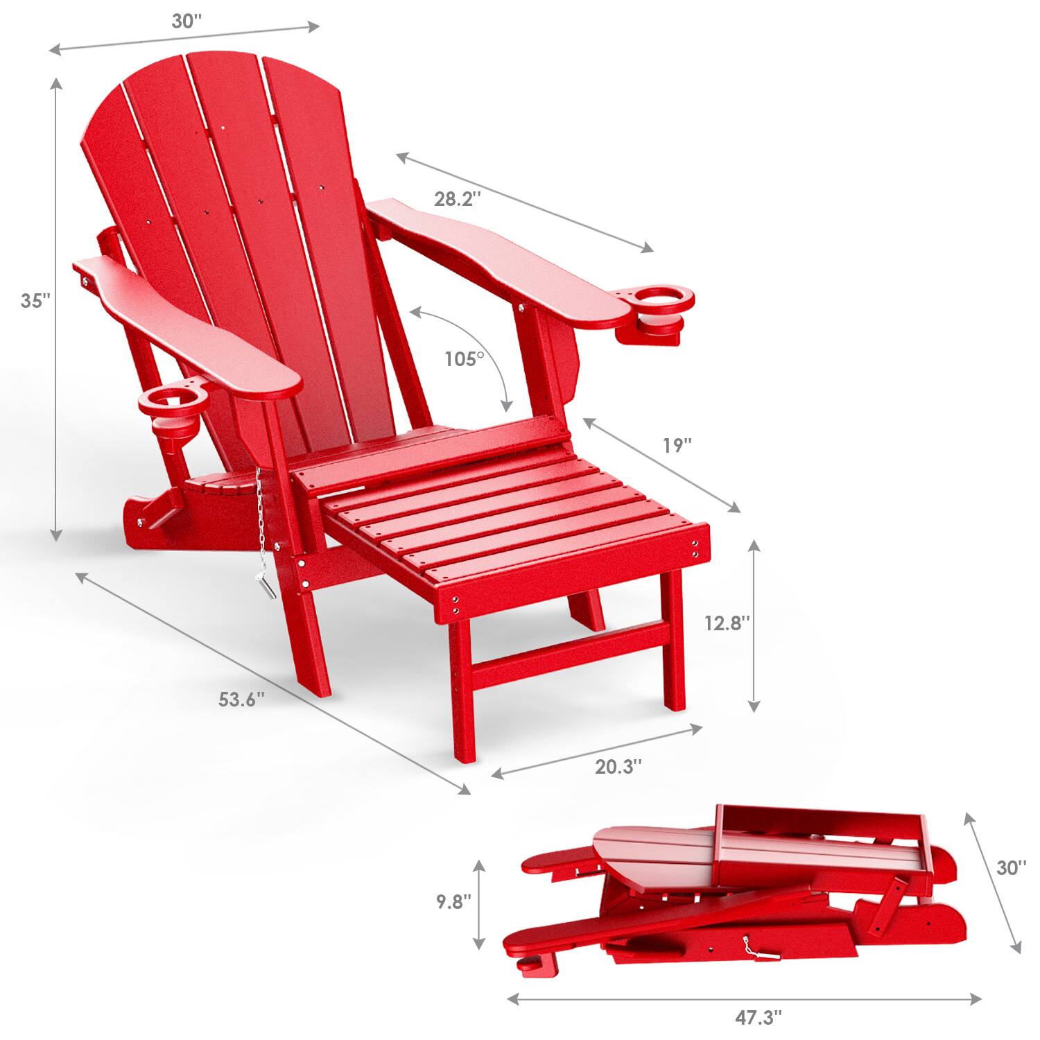30"  
28.2"  
35"  
105°  
19"  
12.8"  
53.6"  
20.3"  
30"  
9.8"  
47.3"