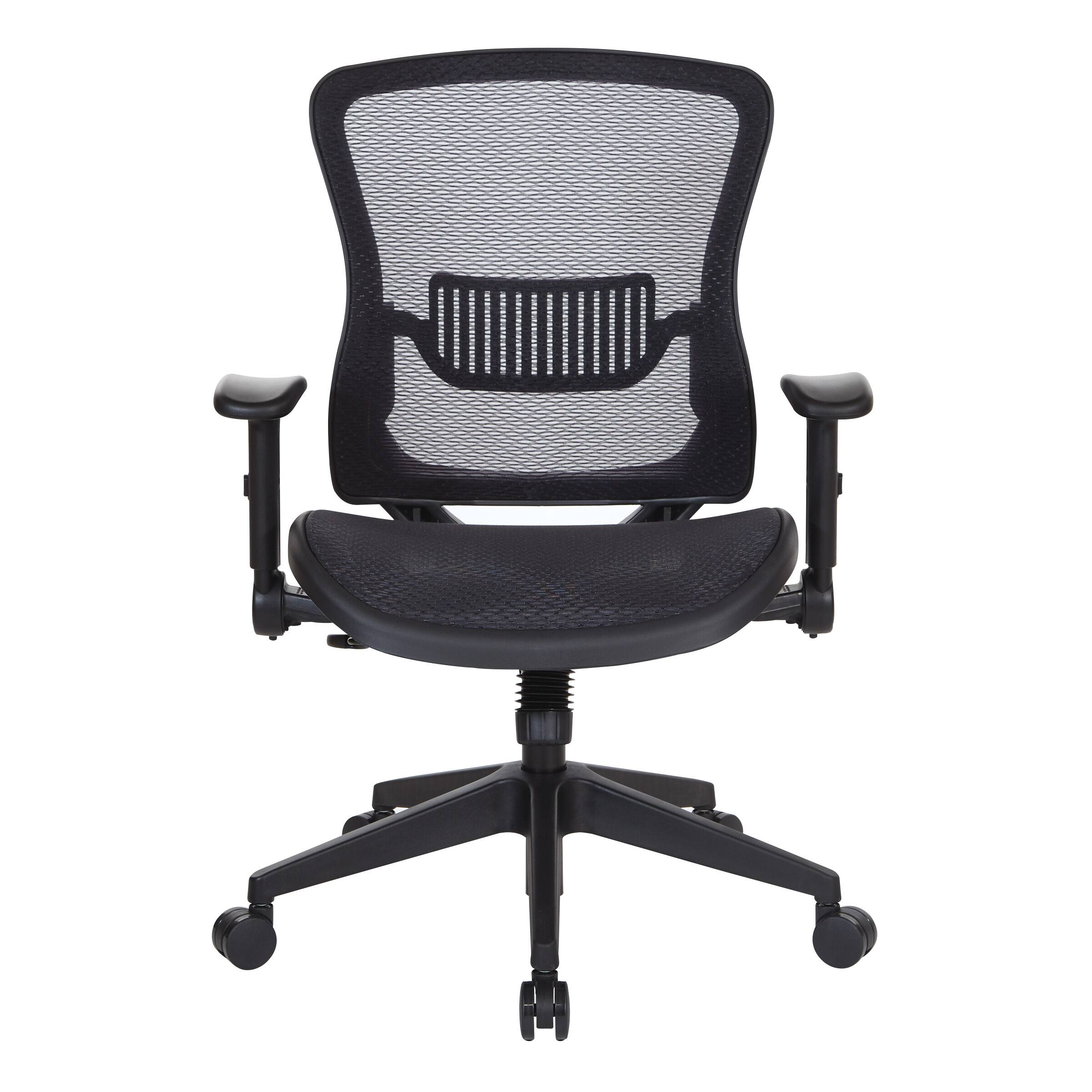 Front. Office Star Products - Dark Air Grid Seat and Back Mgr Chair - Black.