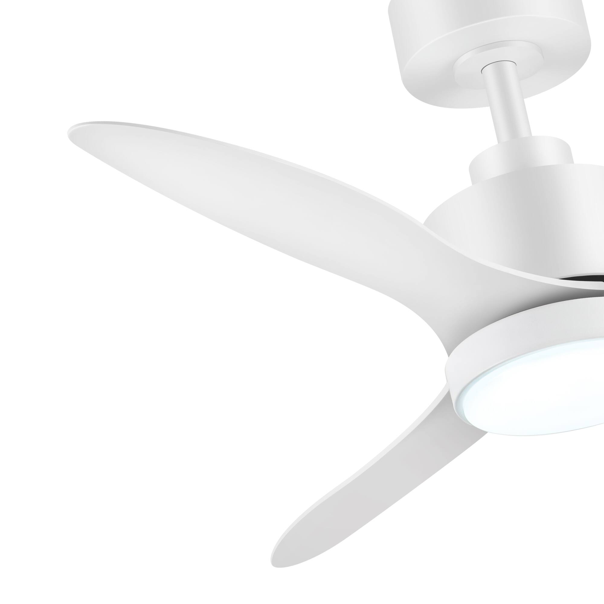 Alt View 9. Breezary - 42-Inch LED Ceiling Fan with 3 ABS Blades, 5-Inch Downrod, Remote Control, 6-Speed Settings - Matte white.