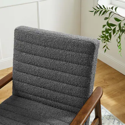 Front. Modway - Jensen Boucle Fabric Accent Chair by Modway - Walnut Charcoal.