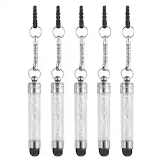 Front. Unique Bargains - 5pcs Stylus Pen for Touch Screens Mini Crystal Diamond Capacitive Pens for Universal All Touchscreen Devices - White.