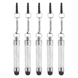 Unique Bargains - 5pcs Stylus Pen for Touch Screens Mini Crystal Diamond Capacitive Pens for Universal All Touchscreen Devices - White