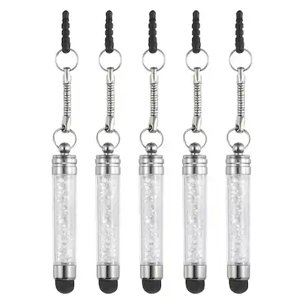 Front. Unique Bargains - 5pcs Stylus Pen for Touch Screens Mini Crystal Diamond Capacitive Pens for Universal All Touchscreen Devices - White.