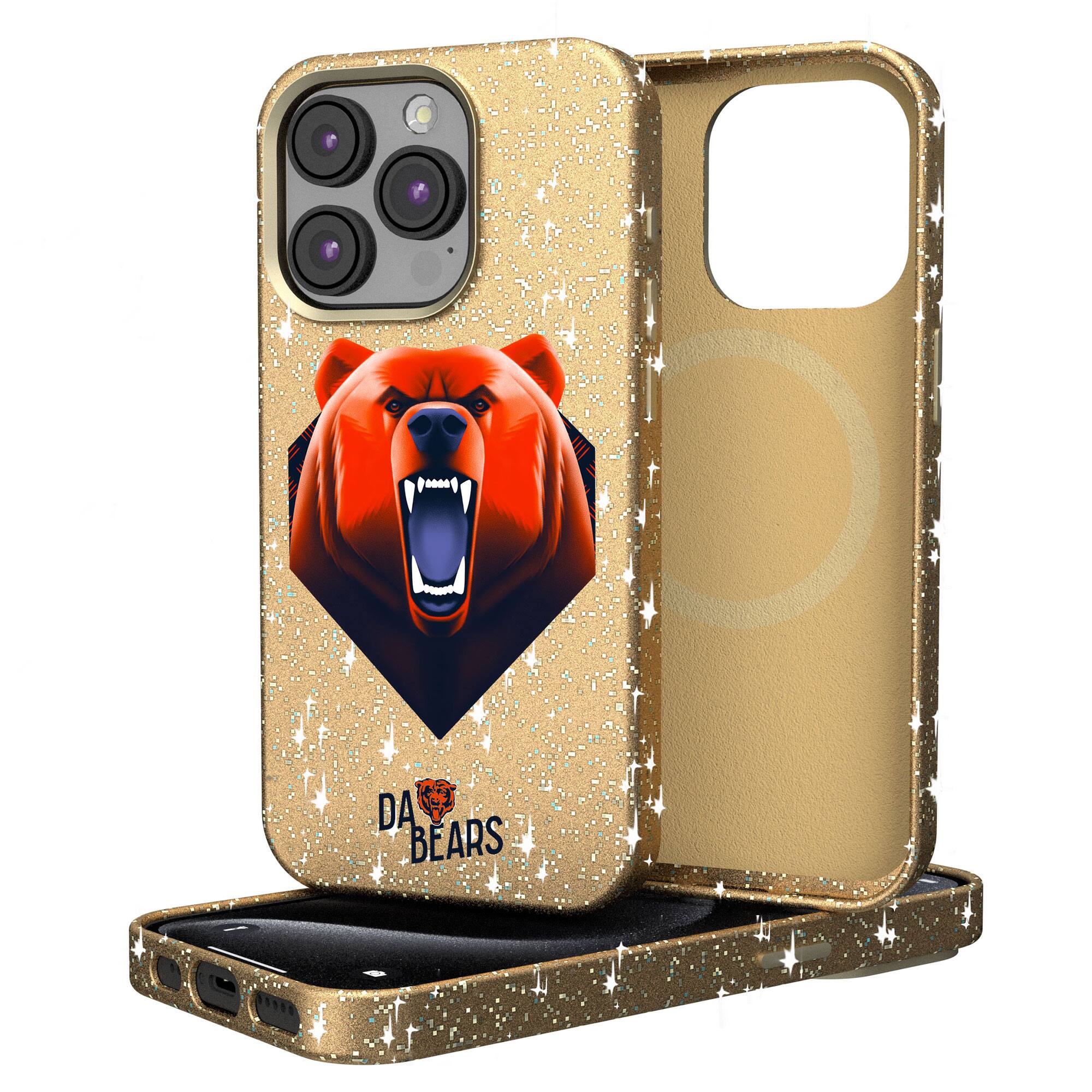 Keyscaper - NFL - Chicago Bears 2024 Illustrated Limited Edition Bling iPhone Case - 15 - Gold