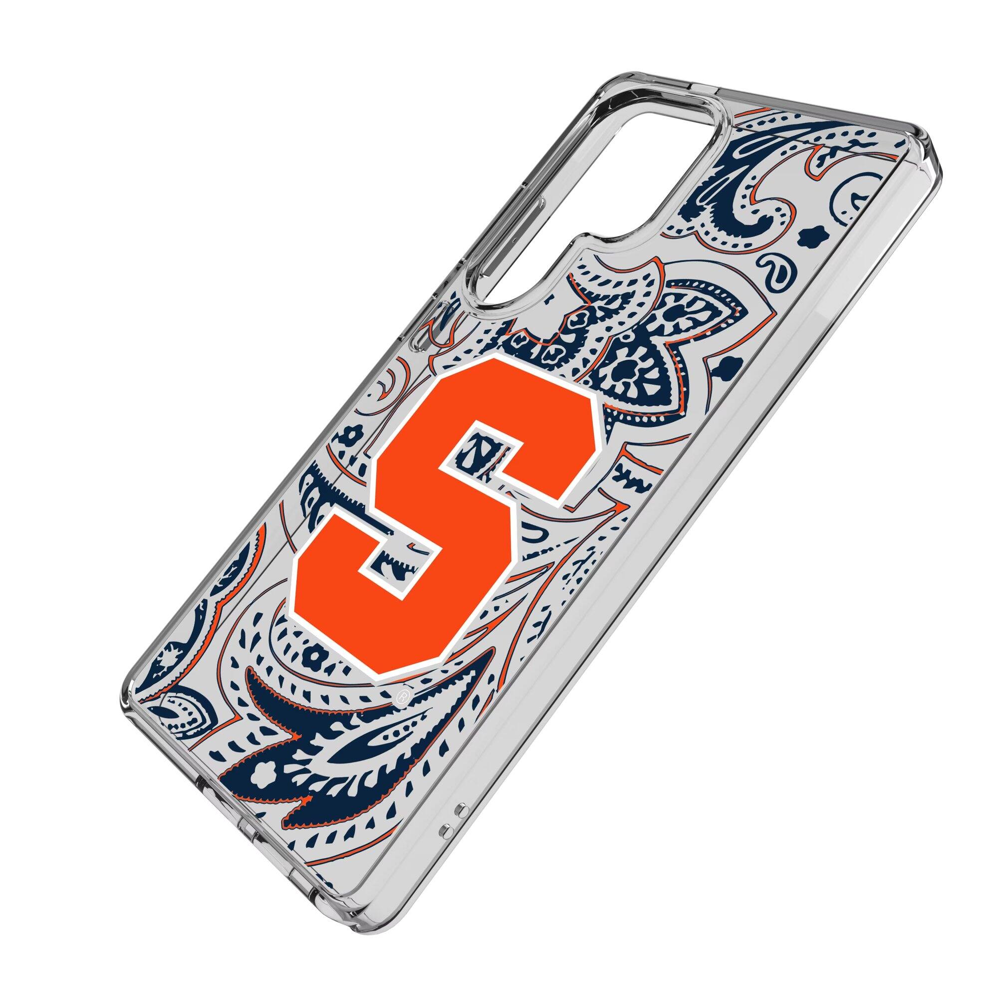 Alt View 1. Keyscaper - Syracuse Orange Paisley Galaxy Clear Case - S25 - Multicolor.
