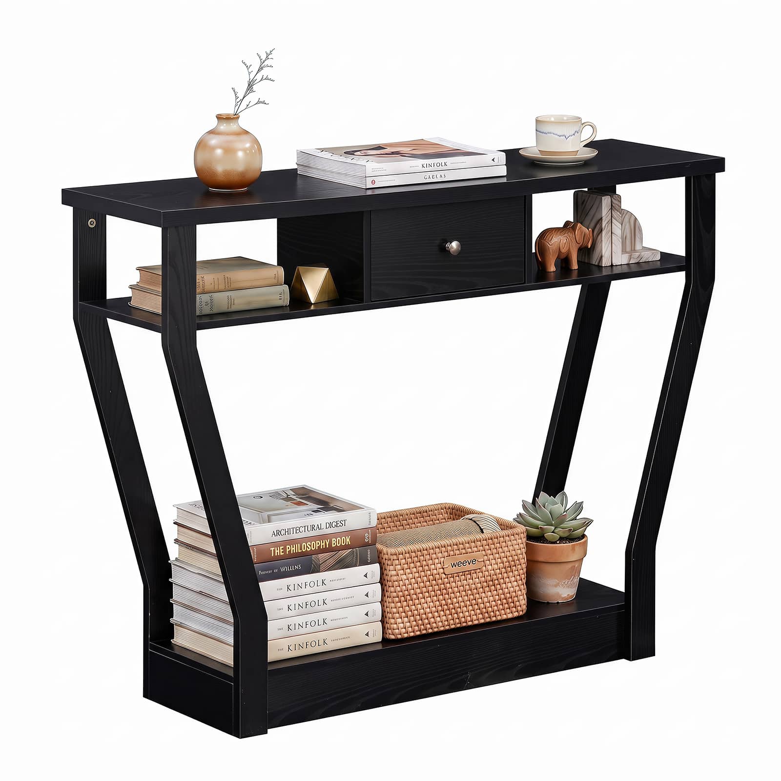 Costway - Console Table Modern Sofa Accent Table with Drawer Entryway Hallway Hall - Black price history on PriceWatchPro