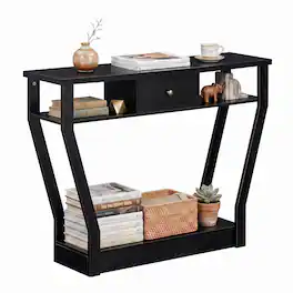Costway - Console Table Modern Sofa Accent Table with Drawer Entryway Hallway Hall - Black