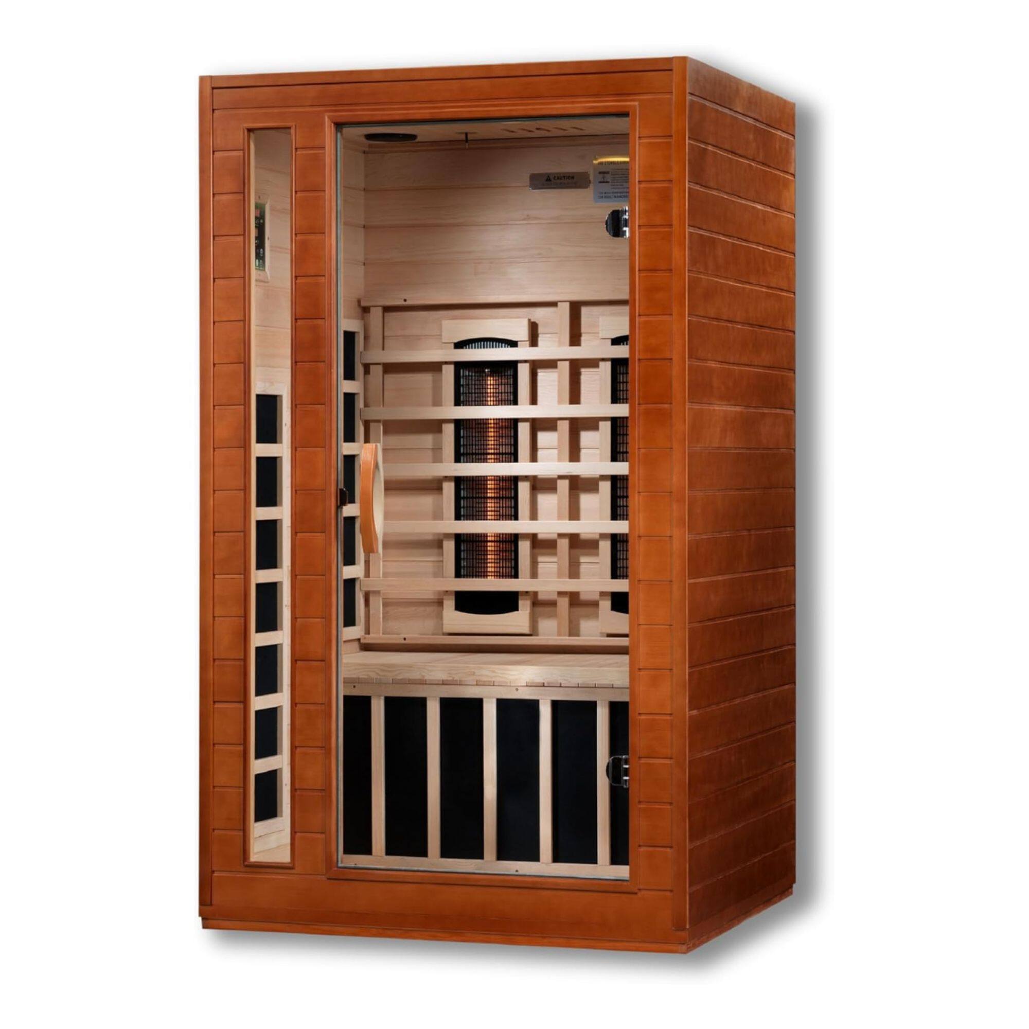 Front. Dynamic Saunas - Dynamic Saunas 2-Person Full Spectrum Infrared Sauna Lighting, Speakers, Cardoba - Brown.