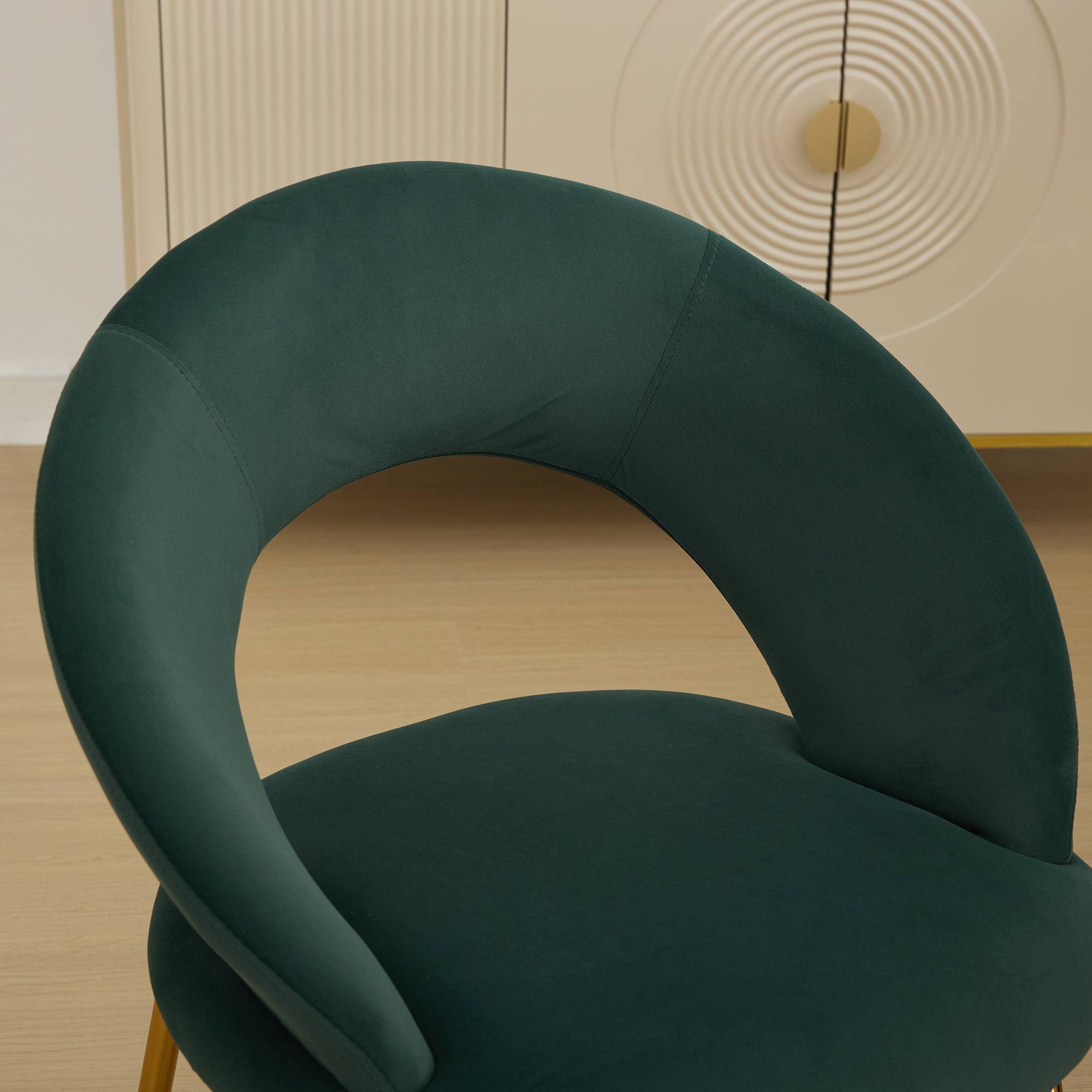 Alt View 7. GOODSILO - Luxury Velvet Dining Chair with Curved Backrest and Elegant Metal Legs for Modern Kitchen or Dining Room - Green.