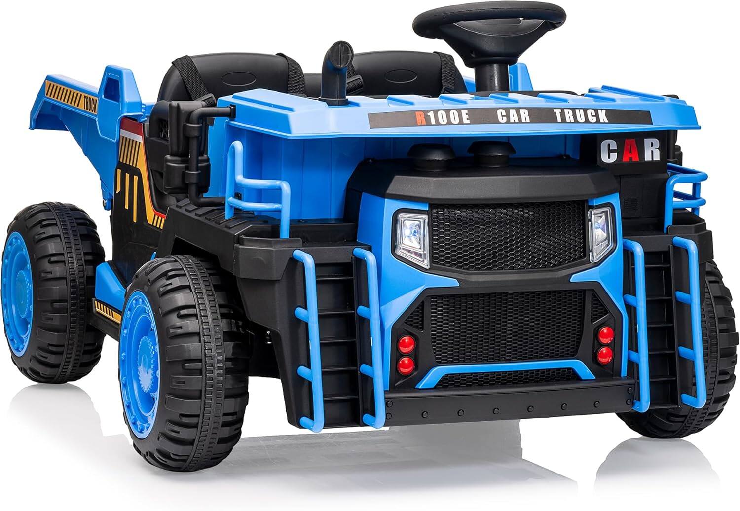 Acekool - 24V 2-Seater Ride-On Dump Truck, Remote Control, Electric Dump Bed, 2WD/4WD, Music, Lights - Blue