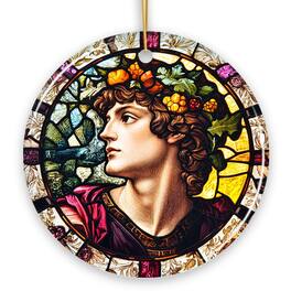 OrnamentallyYou - Masculine Beauty in Renaissance Italy Stained Glass Themed Christmas Ornament Artistic Medieval Gift - Multi-colored