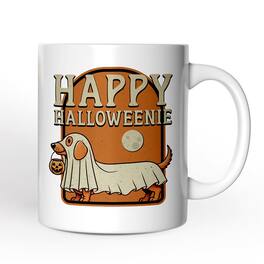 OrnamentallyYou - Happy Halloweenie, Halloween Mug, Retro Halloween Dachshund Gift - White