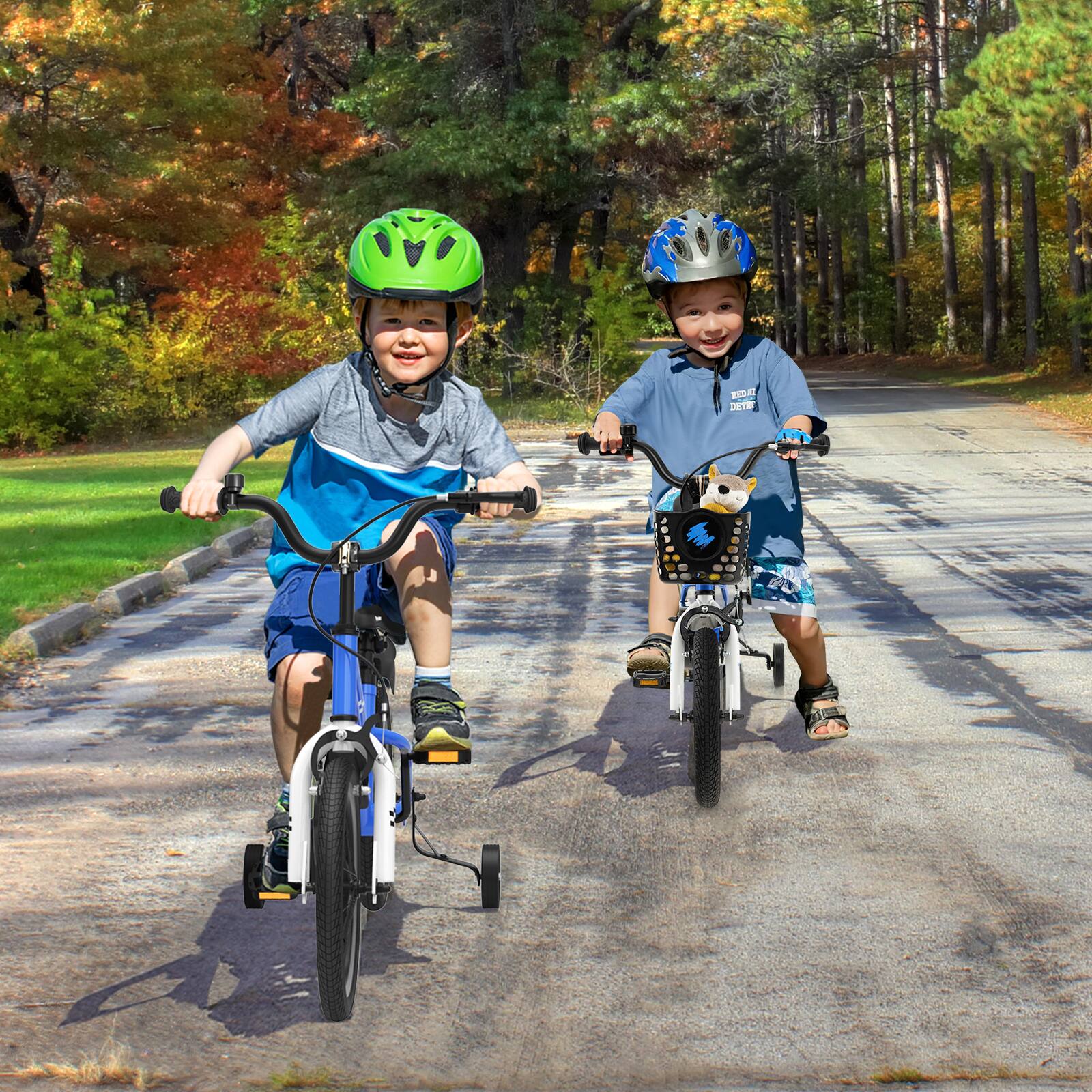 Alt View 3. Costway - Costway 14" Kid's Bike with Removable Training Wheels & Basket for 3-5 Years Old - Skyblue.