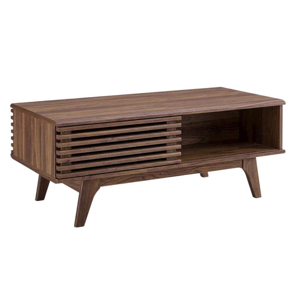 FurniFact - Modern Coffee Table in Natural Finish with Stable Wood Frame - Brown