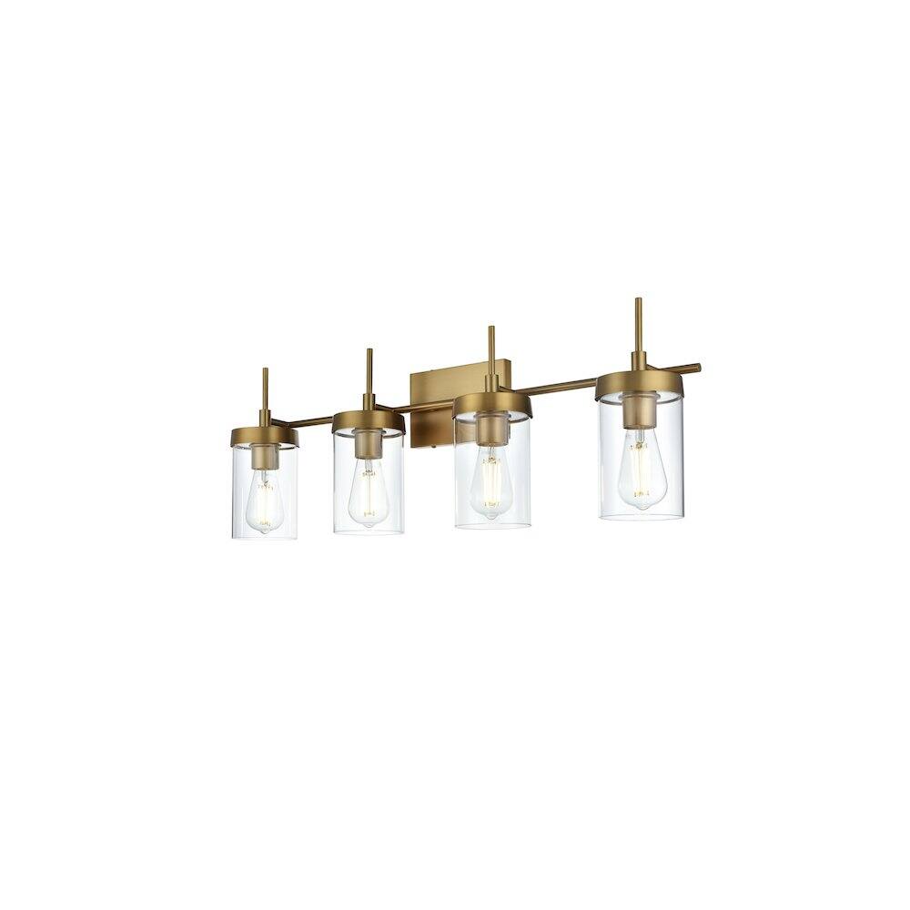Left. Living District - Taryin 32 inch Wall Sconce in Satin Gold - Satin Gold And Clear.