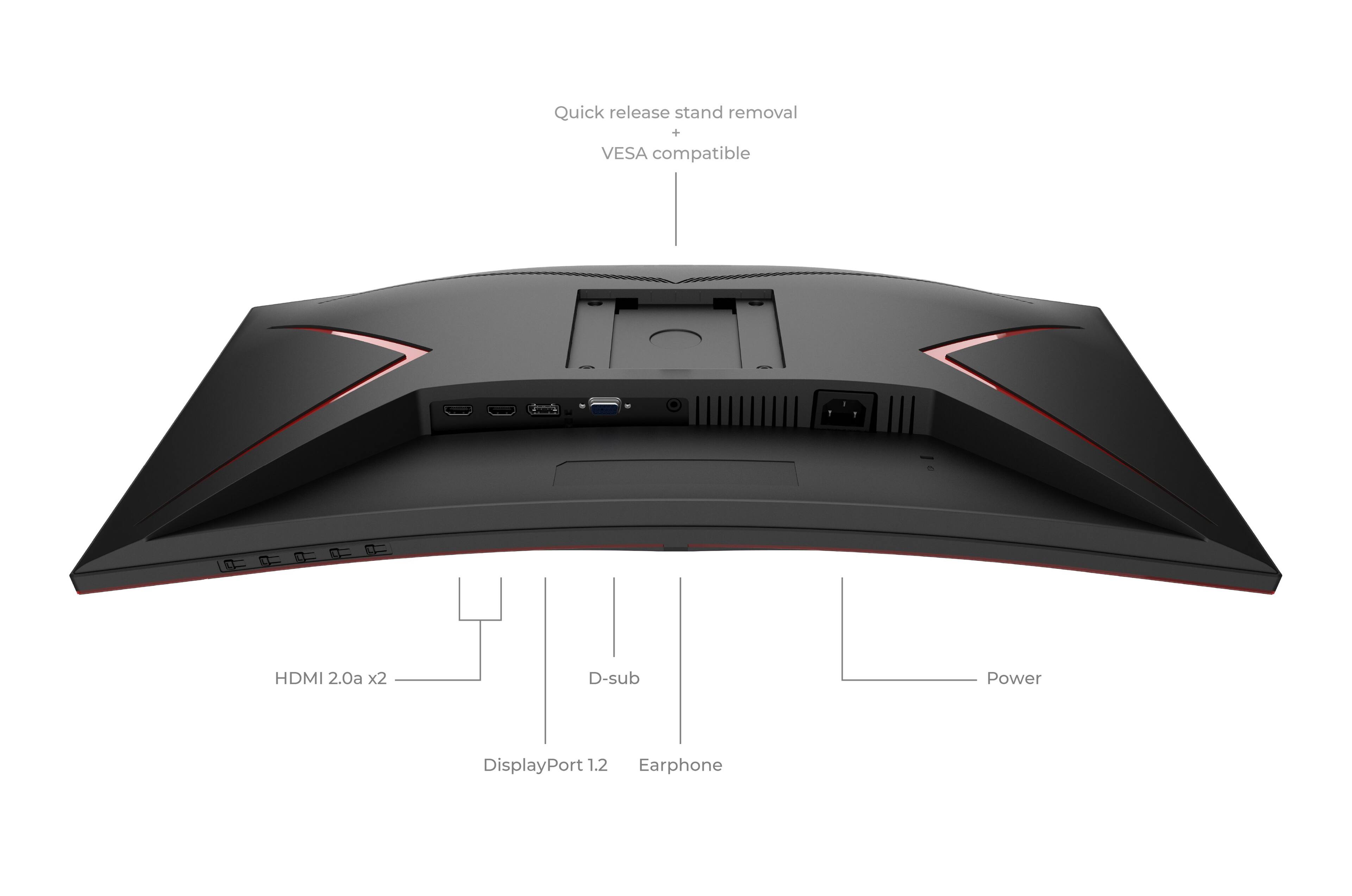 Alt View Zoom 15. AOC - G2 Series C27G2 27" LED Curved FHD FreeSync Premium Monitor (DisplayPort, HDMI, VGA) - Black/Red.