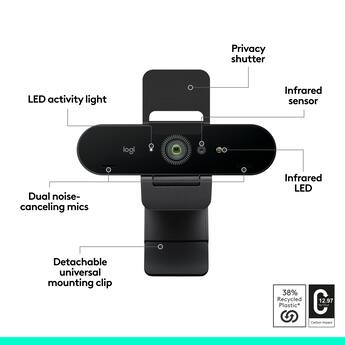 Logitech 4K Pro 4096 x 2160 Webcam with Noise Canceling Mic Black Logitech 4K Pro 4096 x 2160 Webcam with Noise Canceling Mic Black
