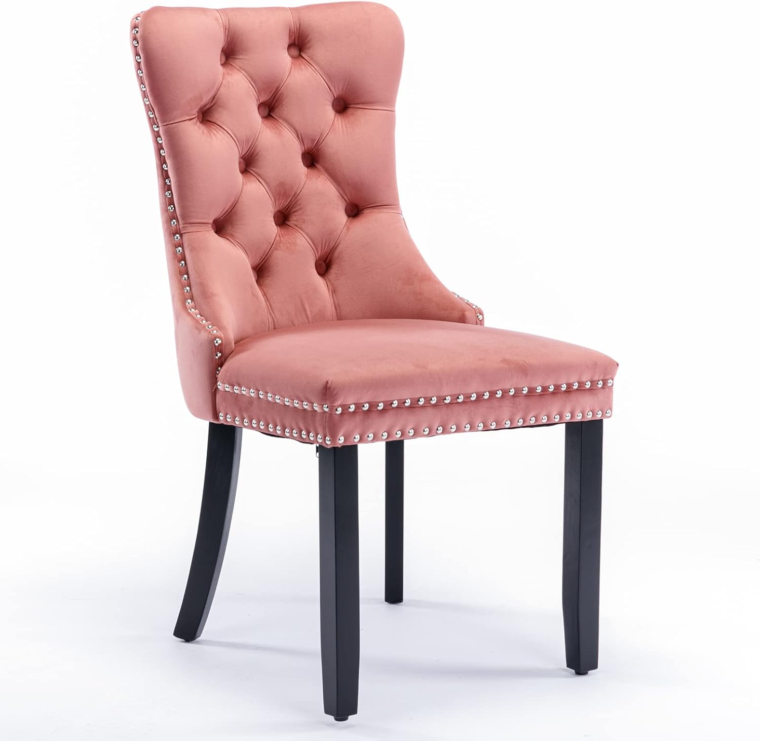 Alt View 5. Trinkets Crazed - Velvet Dining Chairs Set of 2, Upholstered High-end Tufted Dining Room Chair with Wood Legs Nailhead Trim for Kitchen - pink.
