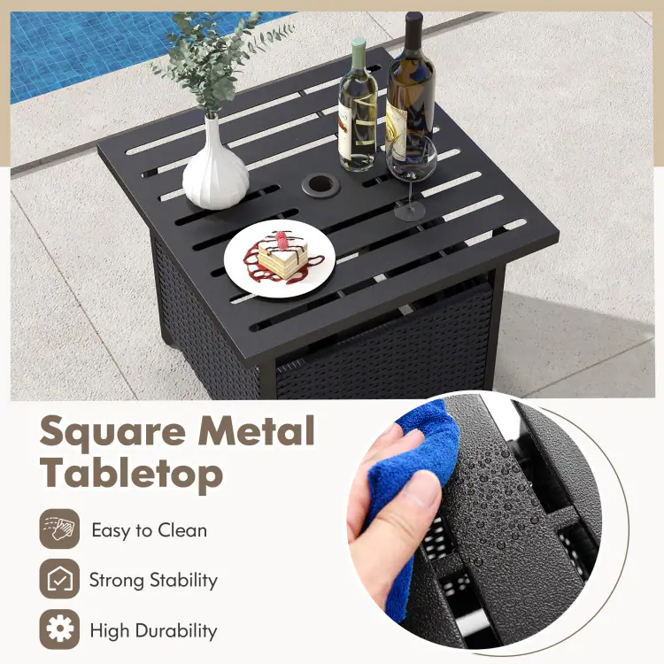 Square Metal Tabletop  
Easy to Clean  
Strong Stability  
High Durability