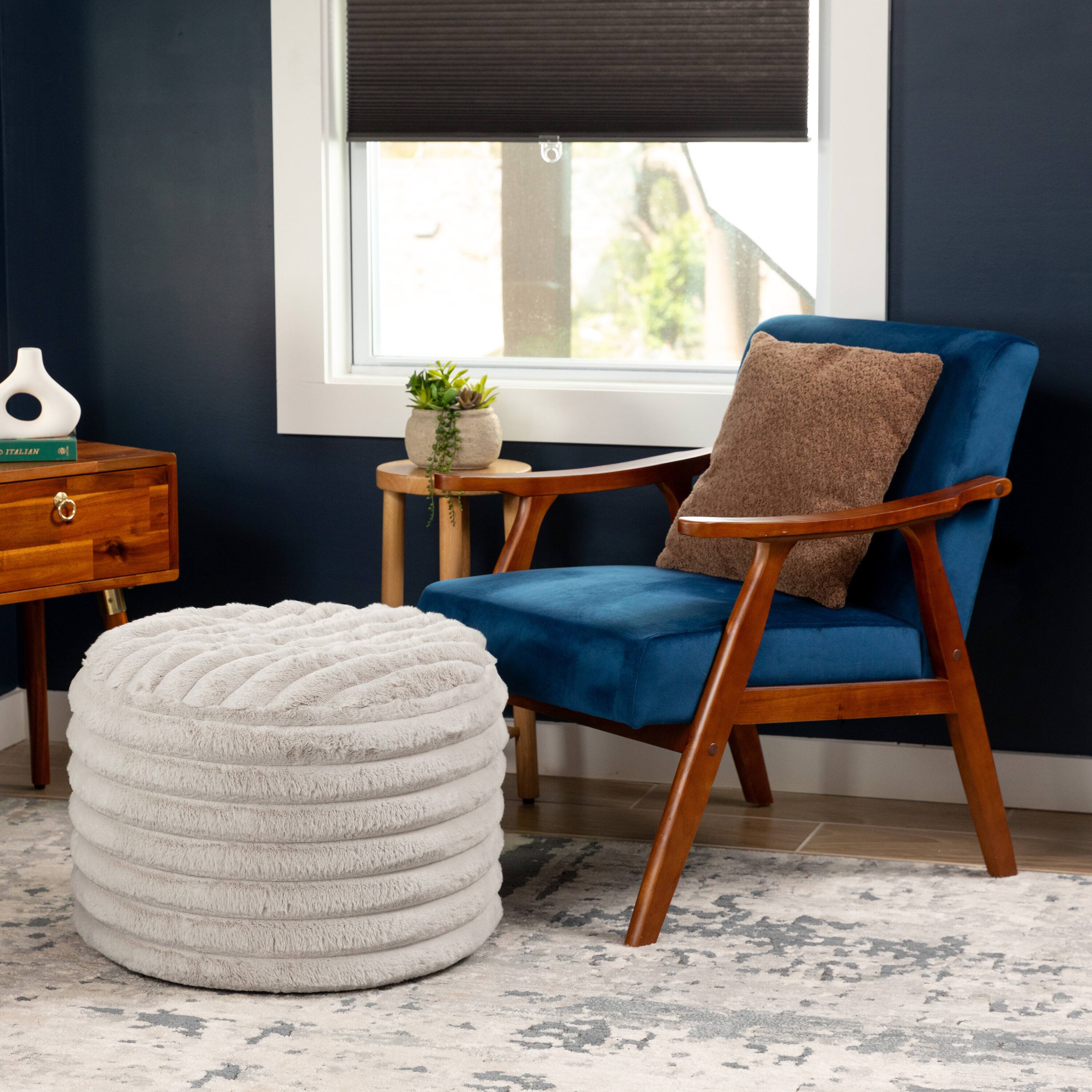 Alt View 2. Jaxx - Jaxx Paran Accent Pouf - Fluffy Faux Fur Ottoman for Modern Interior Design, Regular, Grey - Plush Fur Grey.