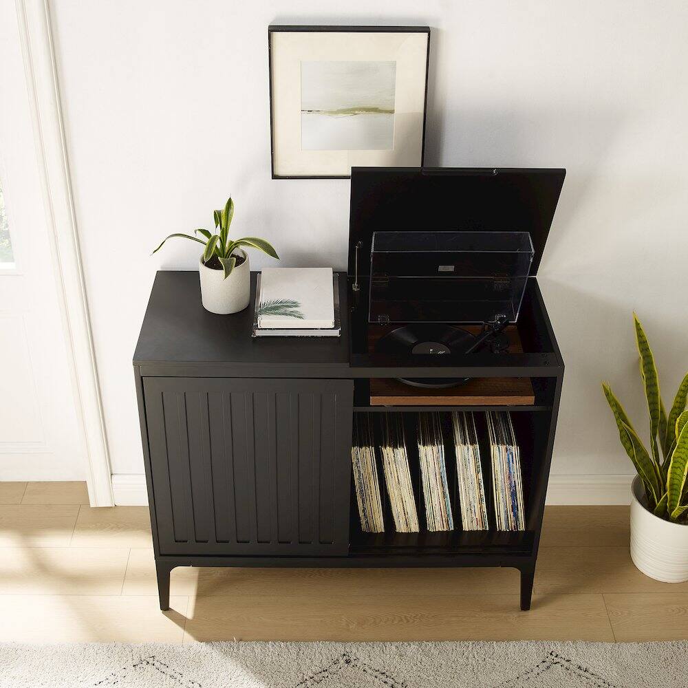 Alt View 10. Crosley Furniture - Asher Large Record Player Cabinet With Vinyl Storage - Matte Black.